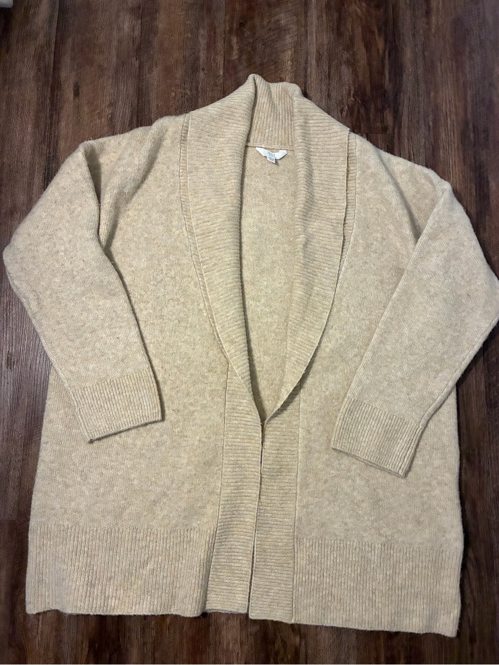 Time &Tru Coastal Open-Front Shawl Collar Cardigan Sweater - Cream XL